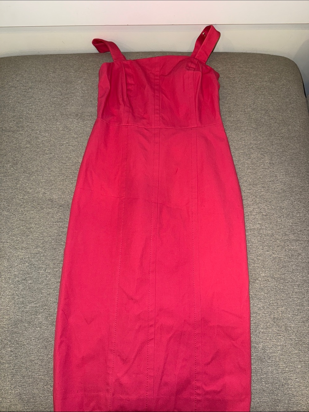 Banana Republic Coral Bright Pink Midi Sheath Dress with Square Neck